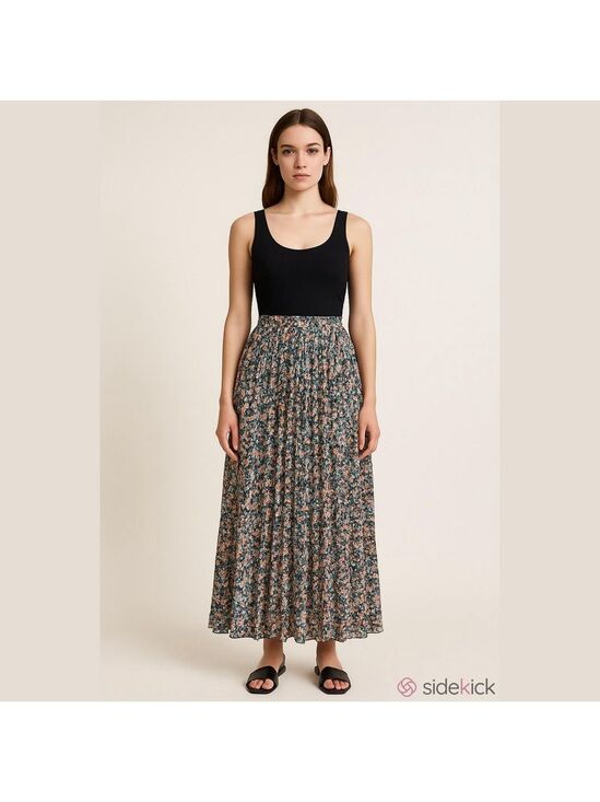 Disney Dresses & Skirts - Disney Cinderella Collection Floral Pleated Maxi Skirt Size L
